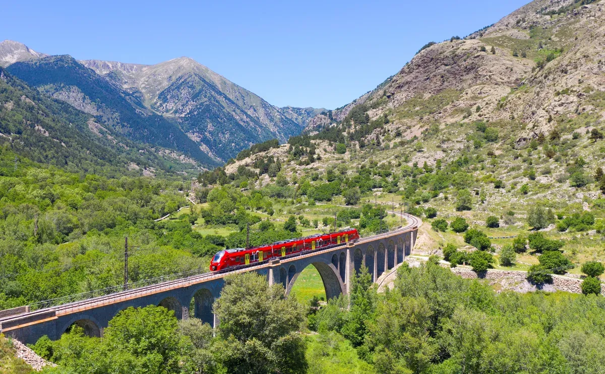 Train travel through southern France
